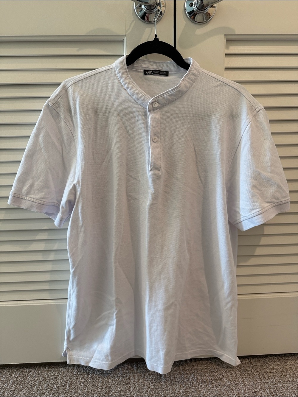 Men Collarless polo - white